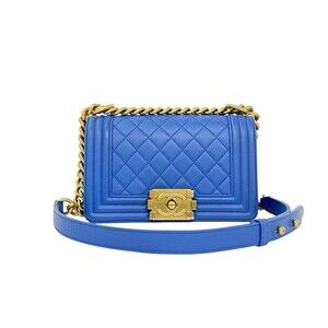 CHANEL Boy Chanel Coco Mark Hardware Lambskin 2-way Chain Shoulder Bag Blue 4...